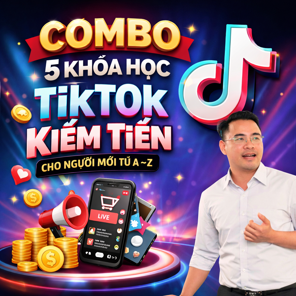 Combo 5 khóa học TikTok kiếm tiền cho người mới từ A–Z