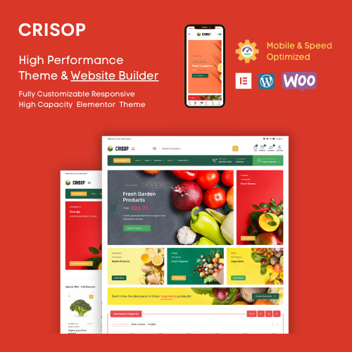 Crisop – Grocery & Organic Food Shop Elementor WooCommerce Theme