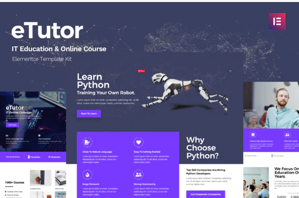 eTutor - Education & Online Course Elementor Pro Template Kit