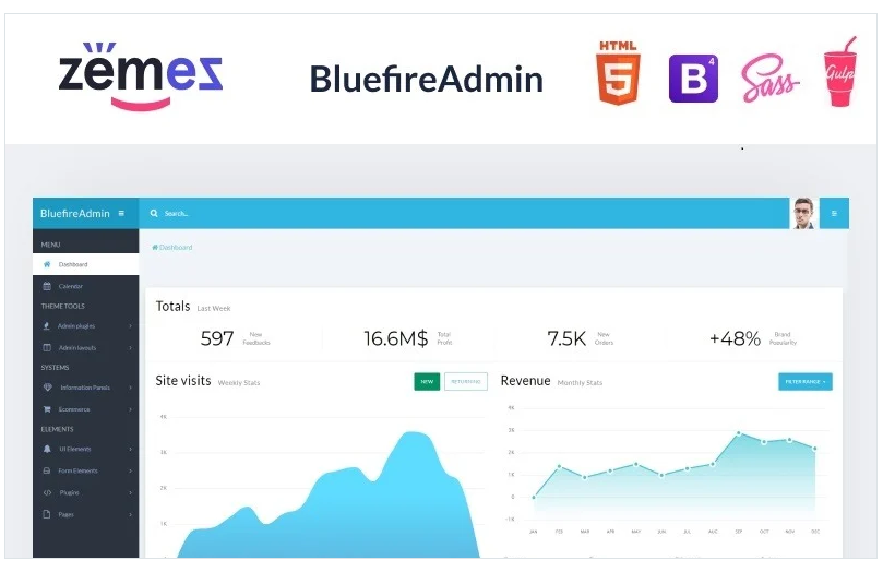 Bluefire - Multipurpose Modern Dashboard Admin Template