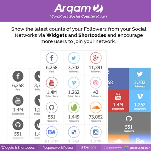 Social Counter Plugin for WordPress – Arqam