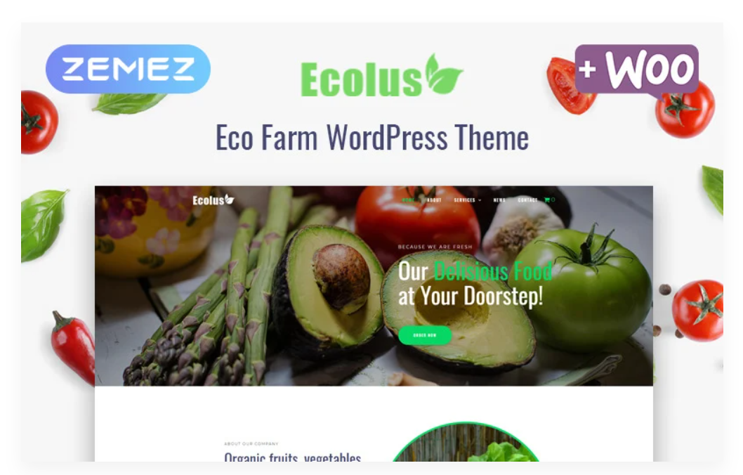 Ecolus - Organic Food Delivery ECommerce Modern WordPress Elementor Theme